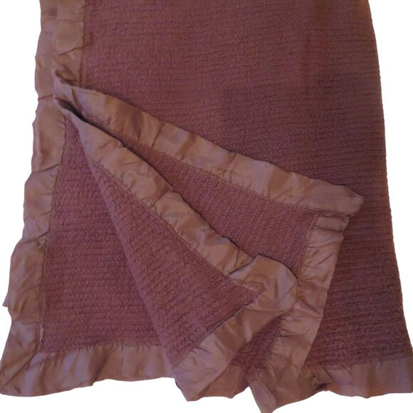 Vintage Acrylic Waffle Weave Blanket All Around Satin Trim Dark Brown USA Made - Picture 3 of 11
